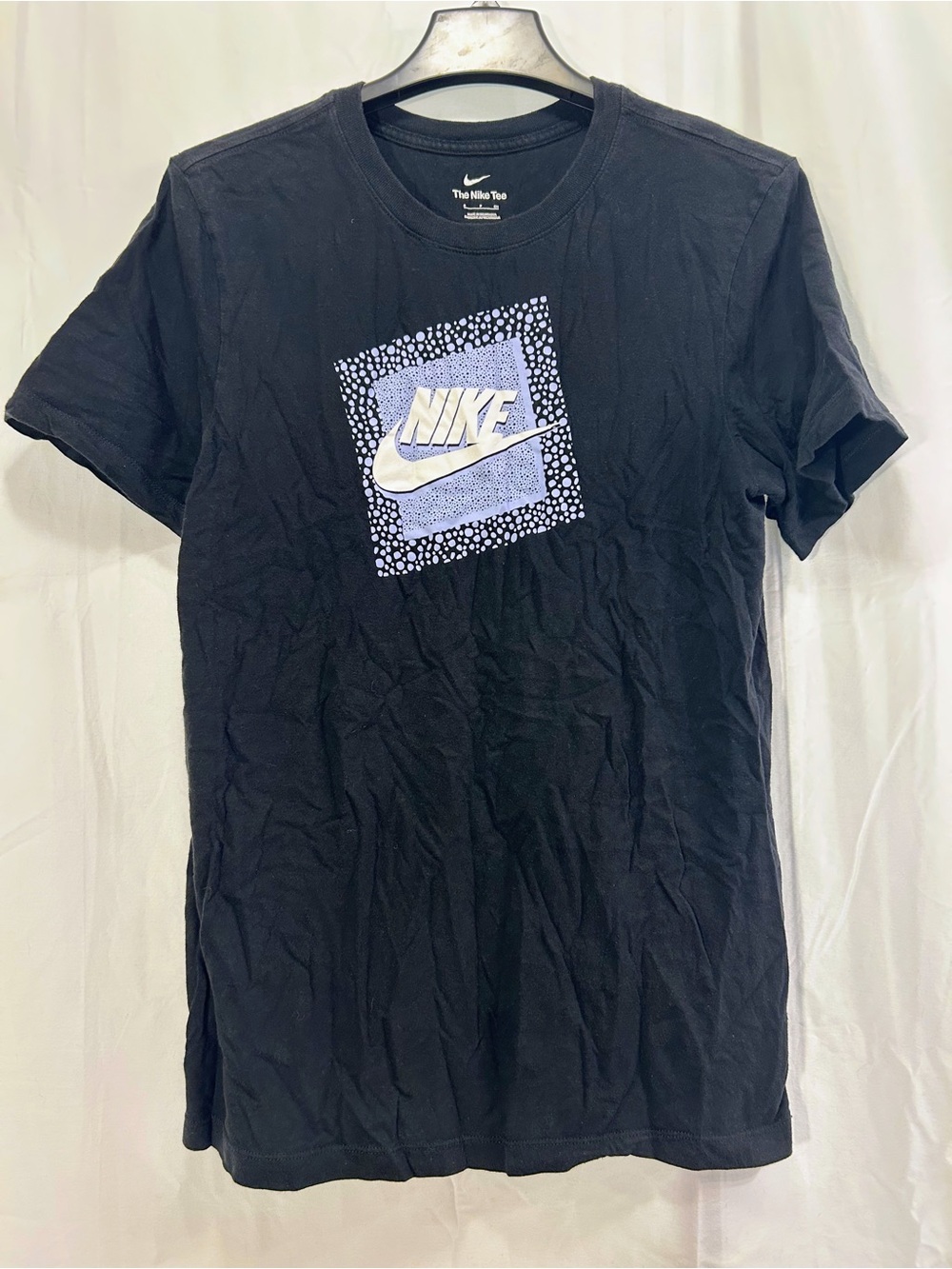 Nike Black Tee with Light Purple Graphic and White Swoosh